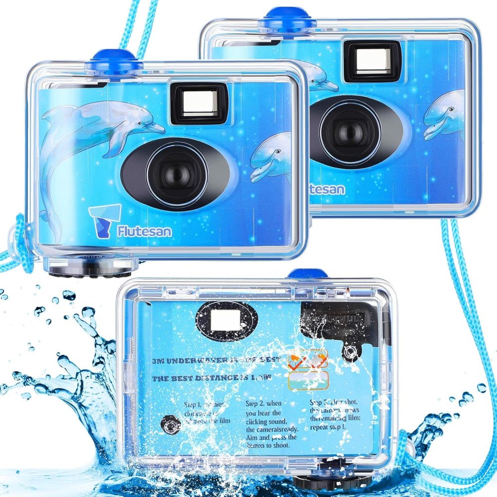 3 Pcs Disposable Camera Waterproof Underwater Single Use Film Camera 35 mm with Flash for Summer Beach Vacation Camp Snorkeling Trip Adult Teens Gift