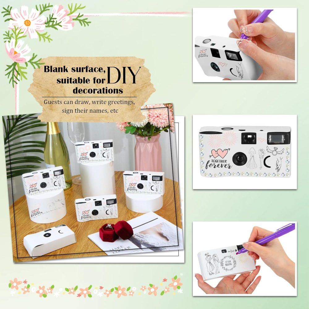 8 Pack Disposable Camera for Wedding 35 mm Film Single Use Camera with Flash Disposable White Cameras DIY One Time Camera for Wedding Anniversary, Travel, Camp, Party Supply - Image 3