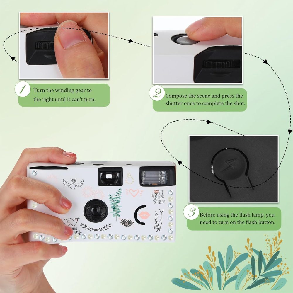 8 Pack Disposable Camera for Wedding 35 mm Film Single Use Camera with Flash Disposable White Cameras DIY One Time Camera for Wedding Anniversary, Travel, Camp, Party Supply - Image 4