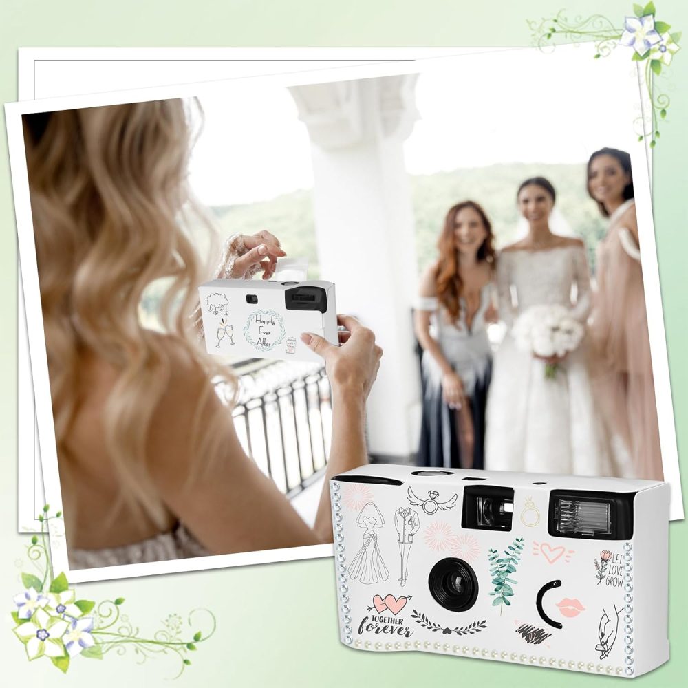 8 Pack Disposable Camera for Wedding 35 mm Film Single Use Camera with Flash Disposable White Cameras DIY One Time Camera for Wedding Anniversary, Travel, Camp, Party Supply - Image 5