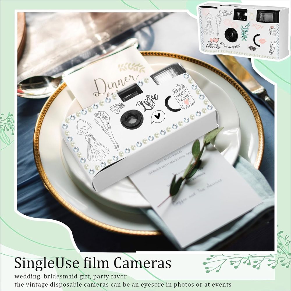 8 Pack Disposable Camera for Wedding 35 mm Film Single Use Camera with Flash Disposable White Cameras DIY One Time Camera for Wedding Anniversary, Travel, Camp, Party Supply - Image 6