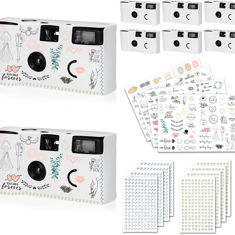 8 Pack Disposable Camera for Wedding 35 mm Film Single Use Camera with Flash Disposable White Cameras DIY One Time Camera for Wedding Anniversary, Travel, Camp, Party Supply - Image 7